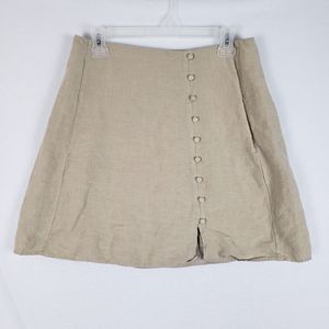 Loft Skirt Womens 6 Linen Blend Beige  Lined Button Accents School Preppy